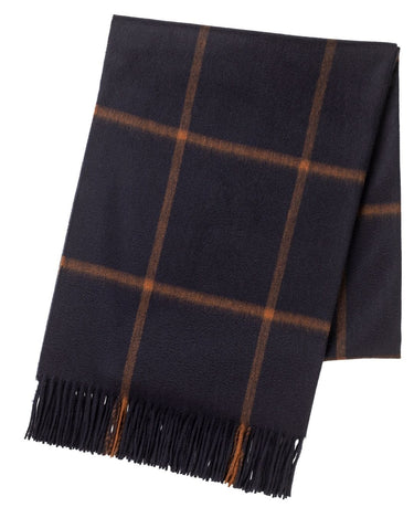 Joshua Ellis - Classic Windowpane Cashmere Stole Navy Blue x Crocket